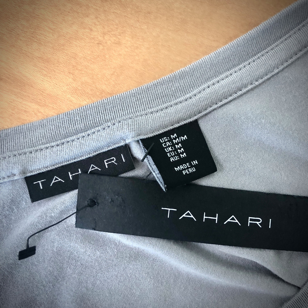 Tahari NWT V-Neck Grey Jersey Tank with Shirred Sides - Picture 6 of 9